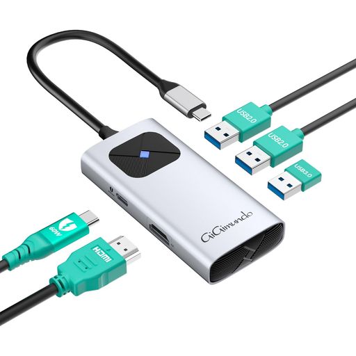 GiGimundo5-in-1USBCハブHDMI4KType-CハブUSB3.0ポート5Gbpsデータ伝送PD60W急速充電軽量アルミ合金Windows//iPad