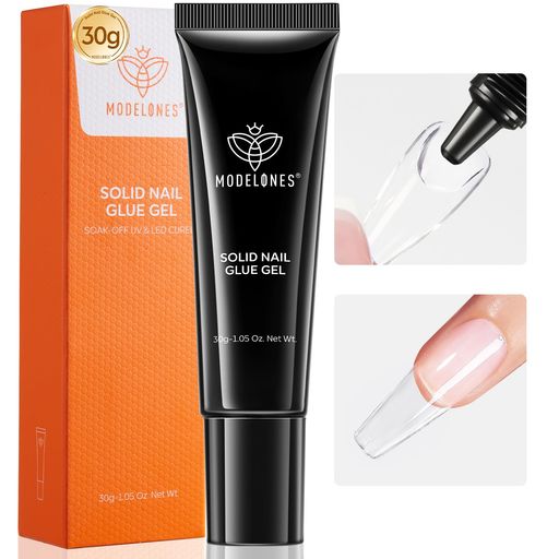 Modelonesソリッドネイルグルージェル30gクリアチップ用超強力接着剤アクリルエクステンション・プレスオンフェイクチップ対応UVキュア..