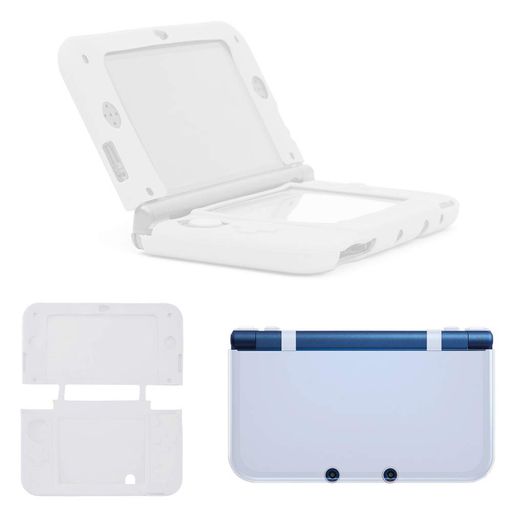 RDFJNewニンテンドー3DSLL専用シリコン保護カバー衝撃吸収全面保護着脱簡単ケース半透明白