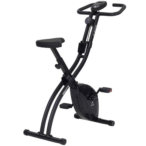 本体フレームがS字構造だから折りたたんでコンパクト。床面の設置面積は新聞紙1ページ(見開きの半分)程度で邪魔にならない。 8段階負荷をダイヤルひとつで調整できる。ペダルの重さ調節はダイヤルを回すだけなので運動中の調節も可能。 マグネット負荷方式は物理的な摩擦がないため運動音は驚くほど静かで、時間帯を気にせず運動することができる。 かんたんワンボタンのシンプル操作。「速度」「時間」「距離」「カロリー」の項目が表示できる。 アルインコフィットネスバイク最軽量クラスの約14kgで持ち運びも楽におこなうことができる。 サドルの高さ調節(床面から最低73.5~最高82.5cmの間で7段階)が可能で自分に合ったポジションで快適に運動ができる。 スマホやタオルを置くことができる小物トレー付き。