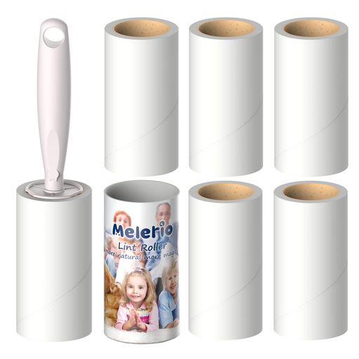 MELERIO粘着クリーナー420枚/6粘着ローラー防塵カバー1個ペットの毛取りローラー犬と猫の毛用リントローラー衣類用ローラークリーナー
