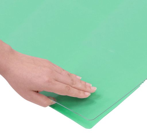 プラスデスクマット硬質傷みにくい下敷付光沢インクが移りにくい4mm厚厚手600x450mm透明+ライトグリーンDM-010PW36-742
