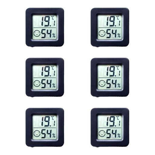 デジタル温湿度計6個セット環境チェッカーミニ湿度計&温度計スイッチ粘着/嵌入使用可能デジタル液晶ス..