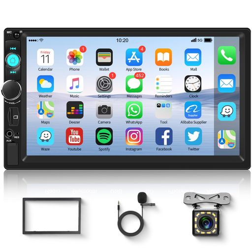 Hodozzy2Dinカーステレオ7インチタッチスクリーンカーマルチメディアプレーヤーBluetoothダブルDINFMラ..