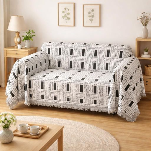 TIANSHUソファーカバー1~2人掛け北欧風マルチサイズ大判長方形通気性防塵防汚保護カバーマルチカバーかけるだけフリンジ付きおしゃれソファ・ベッド・チェア・テーブル・キャンプ用ベ…