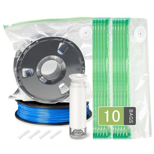 3Dプリンターフィラメント真空保管バッグ10枚セット(33x38cm)エアバルブ2色ジッパー付き防湿保存バッグ..