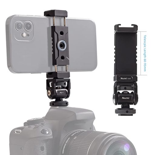 XILETU電話クリップホルダーデジタル一眼レフカメラ用1/4ホット靴ネジアダプター三脚マウント電話クリ..