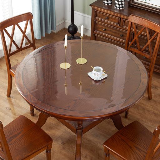 Bloomlover無味円形テーブルクロス透明直径100cmPVC製テーブルマット縮みなしクリアビニールテーブルマ..