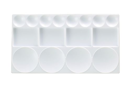 サイズ:12x305x168mm 材質:PP製 内容:デザインパレット 1枚 安価なプラ製のパレットです。 用途:アクリル絵の具/水彩絵具など