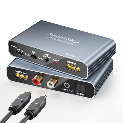 【性能版】avediolinks4K120HzHDMIAudioExtractor8K60HzHDMI2.1音声分離器光デジタル RCA 3.5mm音声出力5.1chARC/eARCCECDolbyAtmosDTSAAC