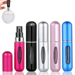5個5ML香水アトマイザー詰め替えボトル携帯用ミニアンダーフィル香水噴霧器 ワンタッチ補充 財布用空のアトマイザーボトルハンドバッグポケット荷物、マットカラー