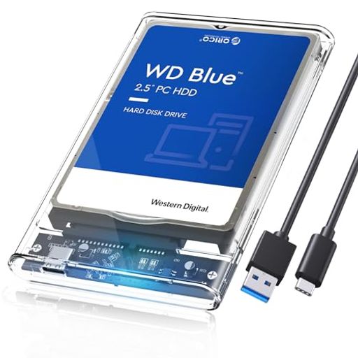 ORICO Type-C 2.5インチ HDD / SSD ケース USB C 3.1 GEN1 ドライブケース 5Gbps転送 透明 SATA3.0 ハードディスクケース 6TB(9.5mm以下)対応 静電気防止 PC材料 ポータブルHDDケース