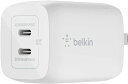 BELKIN 65W PD 充電器 USB-C 2ポート PPS規格対応 GAN採用 小型 ACアダプター タイプC 急速充電 軽量【PD3.0対応 / PSE技術基準適合/折りたたみ式プラグ】65W(45W+20W) MACBOOK WINDOWS