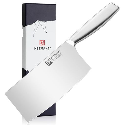 KEEMAKE中華包丁包丁ステンレス185mm食洗機対応万能包丁多機能左利き対応肉切り菜切り魚切りキッチン用品プレゼントギフト(185mm)
