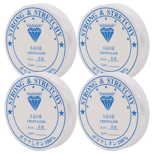 シリコンゴム4巻セット太さ0.8mmブレスレット用ゴム紐弾力紐水晶の線伸びる糸クリア色DIY手芸手作りアクセサリー(0.8mm)