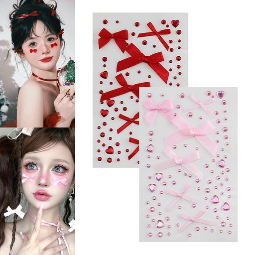 TVETE顔シールフェースステッカーラインストーンシール【2枚セット】ラインストーンフェイスステッカー..