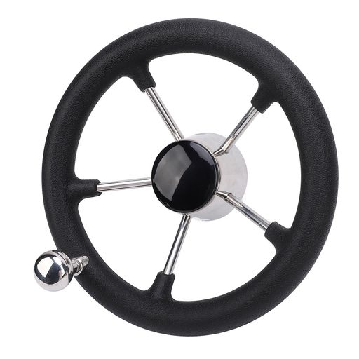 5スポーク11インチステンレスボートステアリングホイール、ノブ付き、フォームグリップスムーズコント..
