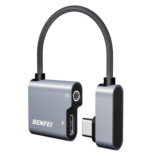 BENFEI 2in1 USB C イヤホンジャック変換 PD 60W 急速充電 用DAC チップ付き, USB ...