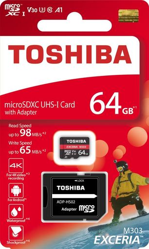 東芝 ( TOSHIBA ) 64GB MICROSDXC メモリー ( R 98MB/S / W 65MB/S ) アダプター付き [ 海外パッケージ ]