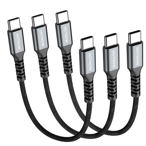 HOTNOW USB-C 急速充電ケーブル 0.15m 3本セット 65W 互換性 Samsung Galaxy S21/S21+/S20+ Ultra、Note 20/10、iPad Air 2020、iPad Pro、モバイルバッテリー