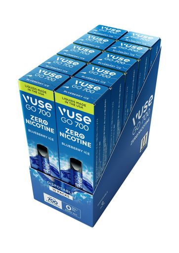VUSE(ビューズ) ビューズゴー 700 ブルーベリーアイス​​ 7000回吸引可能 (700回×10本) ベイプ タールなし ニコチンゼロ 100%フレーバー リキッド一体 使い捨て スタイリッシュなデザイン