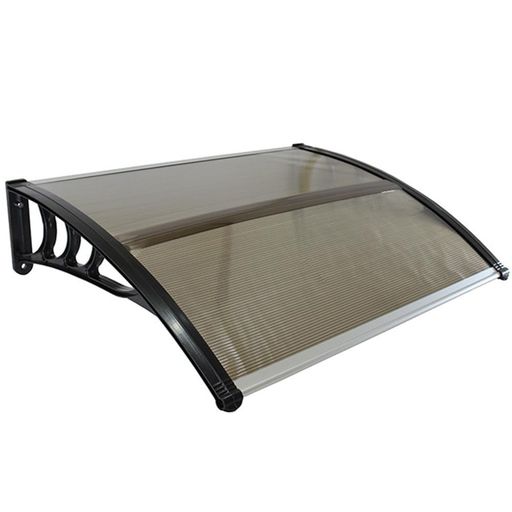 オーニングテントガゼボ家後付け防水雨よけパティオオーニング雨よけ屋根サンシェッター窓の屋根ふき雨雪保護玄関住宅庇屋根庇サイズ:100x90x24.5CM(ブラウンキャノピーブラックブラケッ…