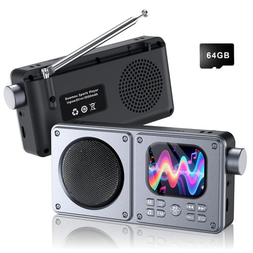 mp3プレーヤー64GB最大128GBまで拡張可能Bluetooth5.4搭載ポータブル多機能プレイヤーFMラジオ付スピー..