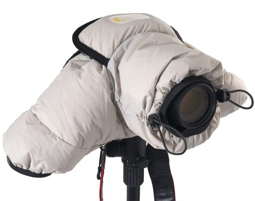 KANI三脚アクセサリカメラ防寒カバーAC-004Mグレー天然フェザー採用各社中級機カメラ対応一眼レフミラーレス背面透明窓三脚取付可能手持ち撮影対応ポリエステル製810359