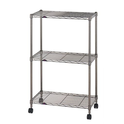 ドウシシャルミナスブラック幅603段スチールラック収納棚艶のある黒色幅59.5x奥行34.5x高さ94.5cm全体..