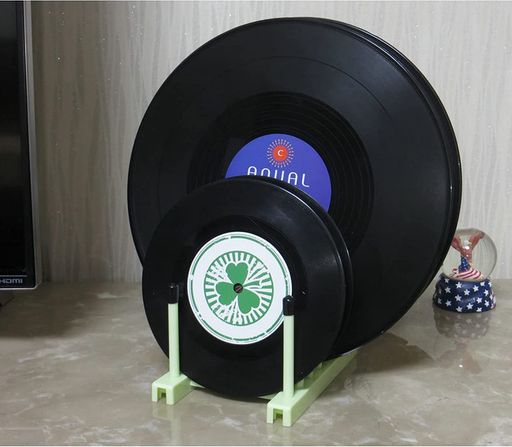 ビニールレコード収納棚、CDディスプレイ用ラック、クリーニング機器の乾燥棚、デスクトップマガジンラック-シリコンゴム上部(キズなし)-12”-7”レコード(グレー)
