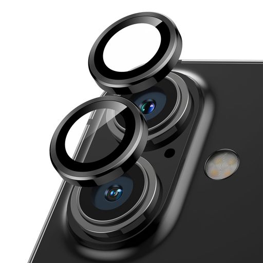 PodickカメラフィルムiPhone16/16Plus用カメラカバー9H強化ガラスアルミ合金アイフォン16/16Plus用カメラ保護キズ防止耐衝撃高透過率黒縁取り露出オーバー防止極薄レンズカバープロテクターブ…