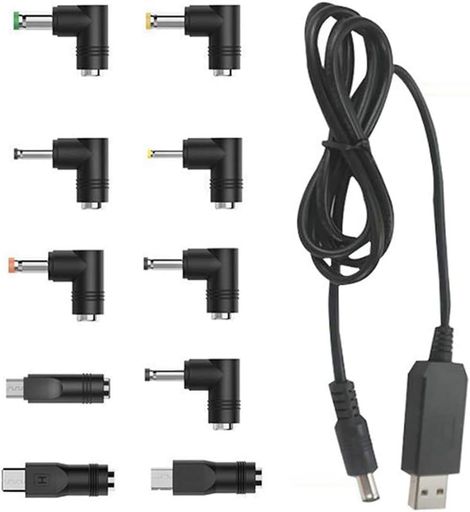 USB電源ケーブル変換プラグ付きusb充電ケーブル丸端子5.5x2.1mm1mビデオカメラPSP扇風機ソーラーパネルモバイルバッテリーなど用多用途コネクタアダプタ付き