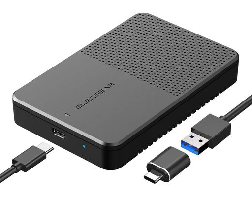 樂天商城 - ElecGear USB C 3.1外付けディスクエンクロージャ、7mm〜15mm 2.5インチSATAハードドライブケース、厚型および標準2.5インチHDDおよびSSD用のポータブルキャディコンバーター、タイプAケーブルお…