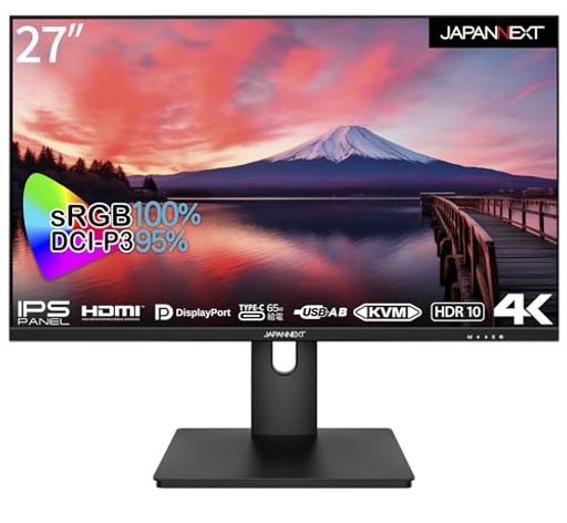 JAPANNEXT27インチモニター4KUHD3840x2160解像度IPSディスプレイ(KVM/HDMI/USB-C給電(65W)/DisplayPort/VESA対応/ブルーライトカット)J..