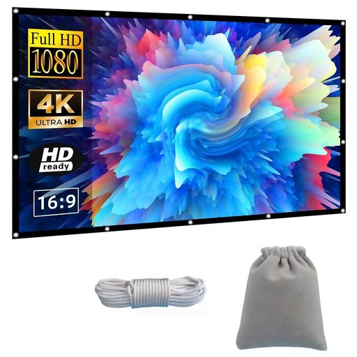 VERCORKIN投影スクリーン250インチ567cm*325cm屋外用厚手のキャンバス素材/ポータブル/16:9/折りたたみ..