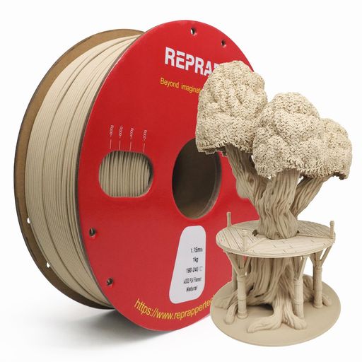 ReprapperWoodPLA、3Dプリンター用木目調フィラメント、本物の木目繊維入りPLAフィラメント1.75mm(プラ..