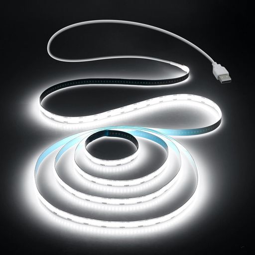 ALITOVECOBテープライトUSBledテープ5V1M320Leds6000K昼光色フレキシブル高密度LEDテープライトCRI85+FCOBCOBLEDストリップライト切断可能取付簡単非防水イルミネーションライト