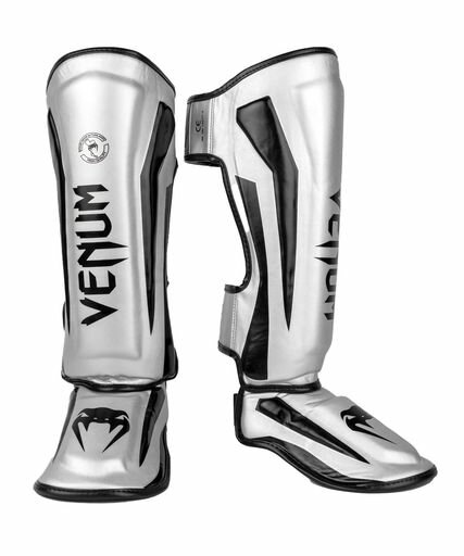 VENUMレッグガードELITESHINGUARDS(シルバーxブラック)VENUM-1394-451//レガースキックボクシング格闘..