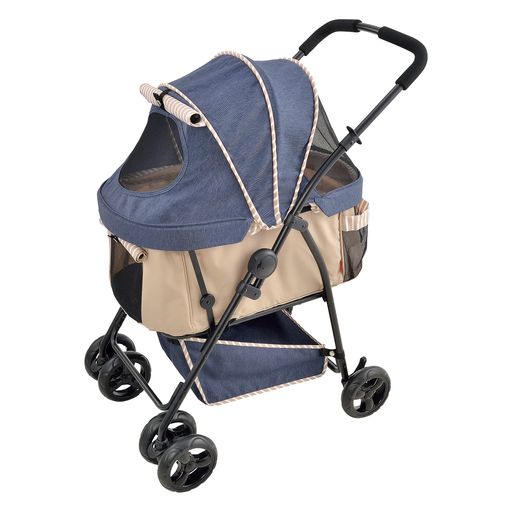 ジェックスわんわんカート多頭用DXplus-Nデニム柄xベージュ53.5x80x98.5cm耐荷重25kg以下中型犬