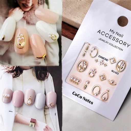 DUOLEIMIネイルシールフレームネイルステッカーパールネイルデコシール3D貼るだけ枠金銀額縁ジェルネイ..