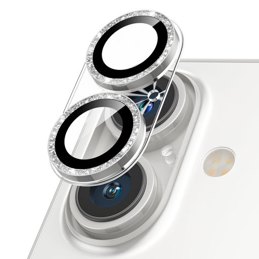 PODICKカメラフィルムIPHONE16/16PLUS用カメラカバーキラキラ9H強化ガラスアルミ合金アイフォン16/16PLUS用カメラ保護ピカピカキズ防止耐衝撃高透過率黒縁取り露出オーバー防止極薄レンズカバー