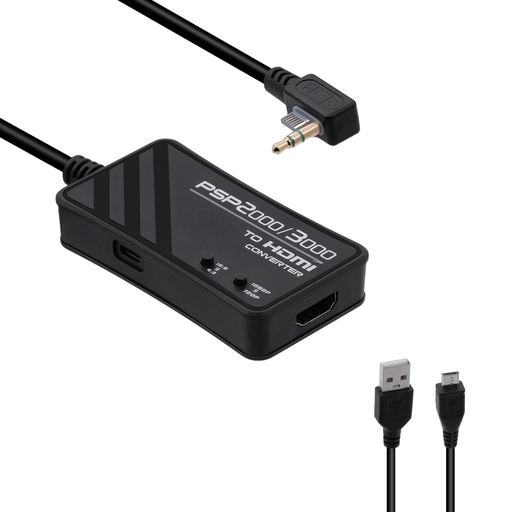 McbazelPSP用HDMIコンバーター(3M長さ)2000/3000モデル対応チップアップグレード版HDTVからHDMI変換アダプター解像度720p/1080p変換可能アスペクト比切り替えスイッチ内蔵4:3から16:9変換可能