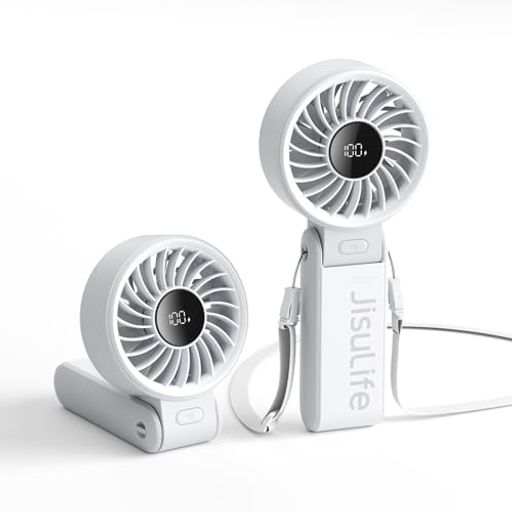 JISULIFE携帯扇風機ハンディファンUSB充電式5000MAH大容量バッテリー最大20時間動作静音5段階風量調節手持ち扇風機LED電池残量表示150°折り畳み式卓上軽量で便利小型ファン暑さ対策