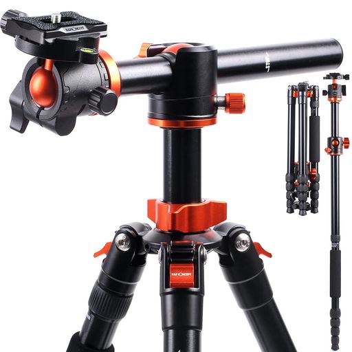 Other - K&FConceptカメラ三脚一眼レフ三脚170cm5段一脚可変30cm中心軸横断俯瞰アルミ製軽量コンパクト自由雲台ボールヘッドクイックシュー式ナットロック式三脚ケース付きDSLRカメラビデオカメラミ…
