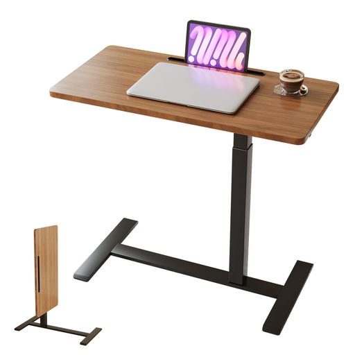 YASICA昇降式サイドテーブル幅80x奥行40cmx高さ66-107cm耐荷重15kg無段階調節コンパクト収納ベッドサイ..