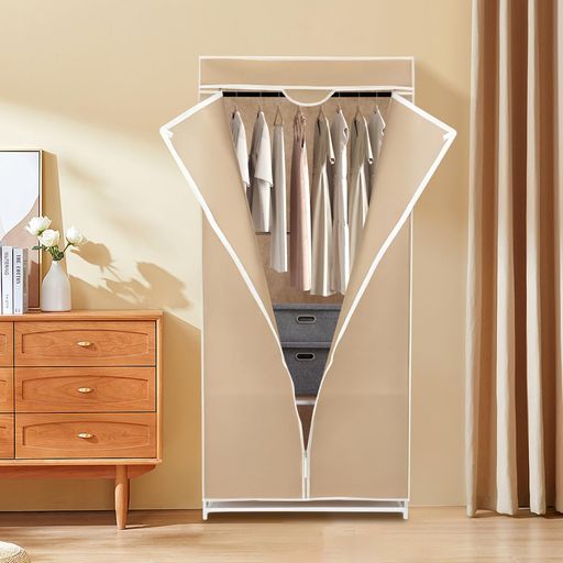 Aissioraワードローブ簡易クローゼット大容量収納ワードローブクローゼットポータブルワードローブカーテン付き収納クローゼット不織布簡単組立式ハンガーラック収納棚衣類・寝具整理…