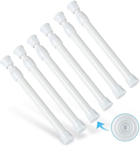Rakuten - Goowinつっぱり棒強力突っ張り棒6本セット25~40cm耐荷重3kgパイプ直径1.3・1.0cm伸縮棒隙間収納間仕切り収納白