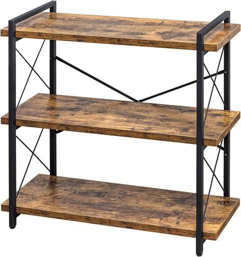 HCHQHSオープンラックオープンシェルフ3段幅90木製収納棚おしゃれ本棚オープンラックキッチンラックリビングラック木目調組立簡単古木色(3.0)