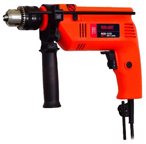本体寸法:290x210x65mm 電源:AC100V、50/60Hz 電流:5.3A 定格消費電力:500W 定格使用時間:30分 無負荷回転数:0~2700回転/分 打撃数:0~43200bpm チャック能力:直径13mm コード:2芯、2.0m