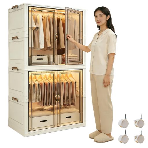 SIRUNLY��Ǽ���������å��ޤꤿ���߼���ɥ����������̥������åȼ�Ǽ�ܥå����㥹���դ���75x���Ԥ�50x�⤵162.5CM�����Ǽ�Ȥ�Ω�ƴ�ñPP���ʥ��ڡ����ɿ��ɿп�����